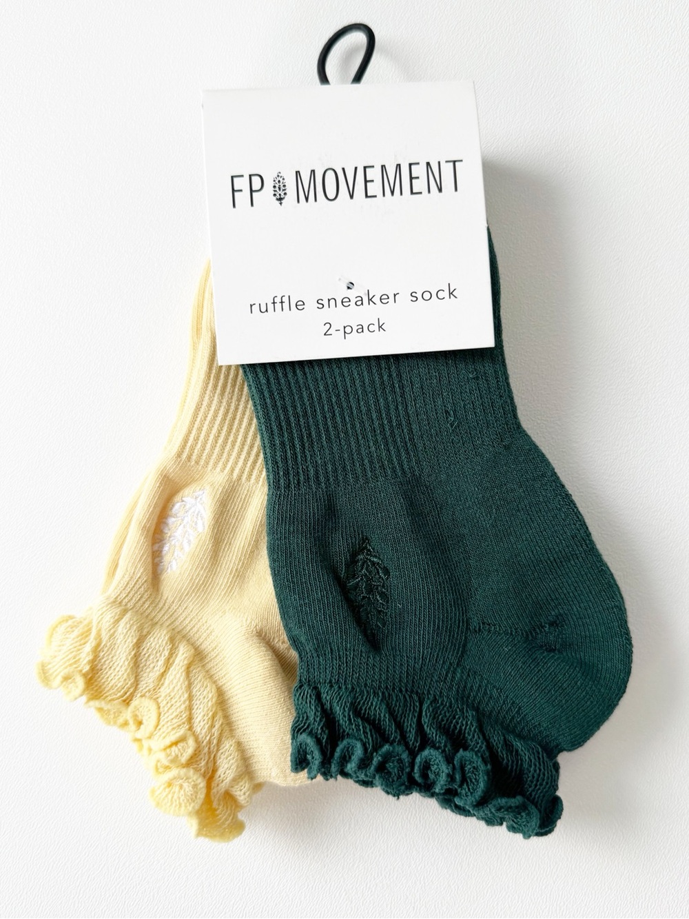 Free People Movement Classic Ruffle Sneaker Socks in Green/Yellow Pack of 2| NWT - Picture 2 of 5